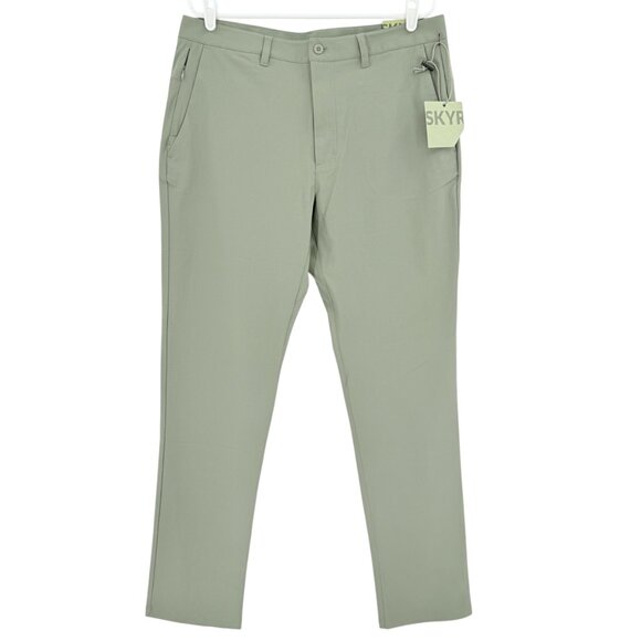 SKYR Men's Tricot Dynasty Slim UPF 4-Way Stretch Anti Odor Green Pants 34x32 NWT - Picture 1 of 12